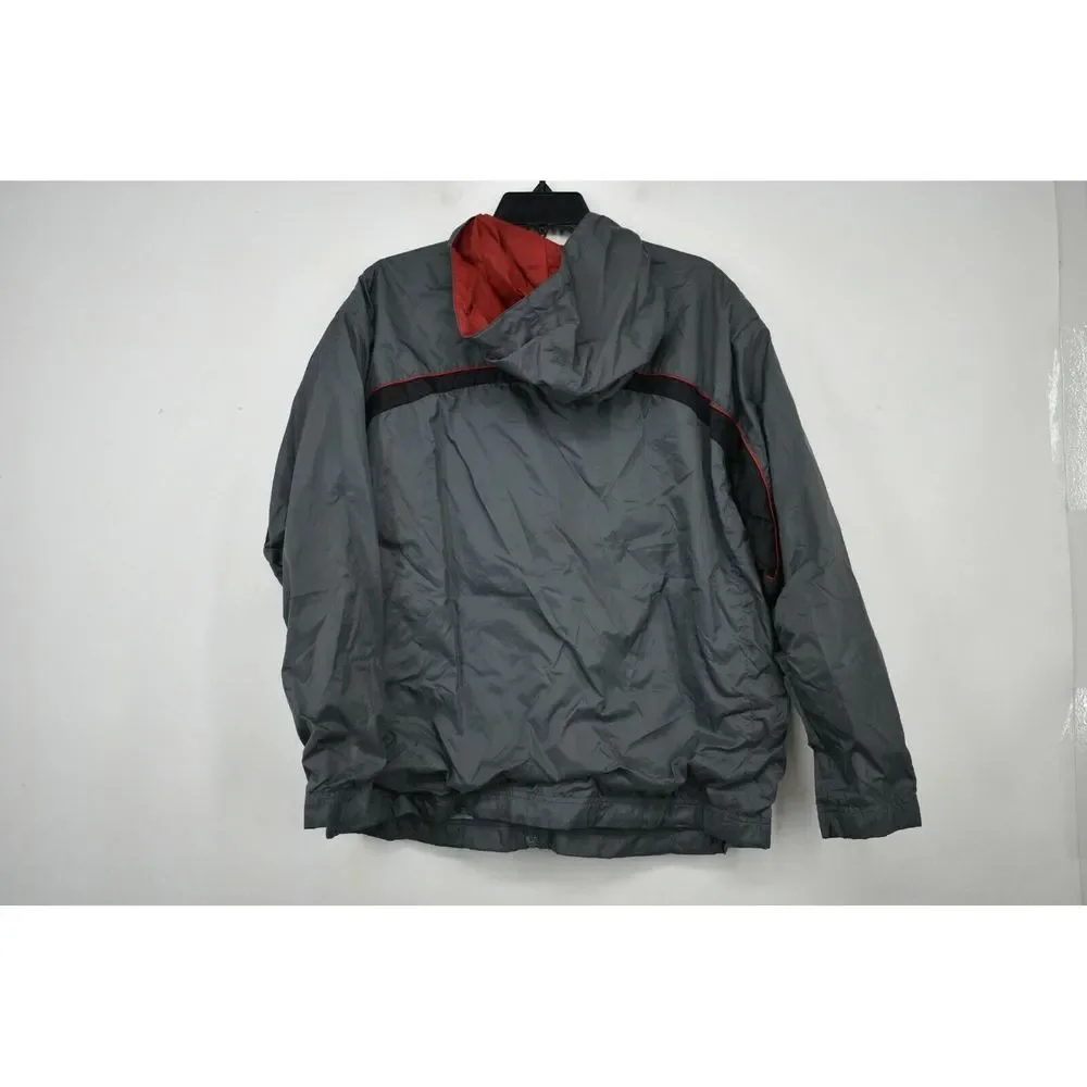 Nike Mens Grey Zip Front Long Sleeve Athletic Windbreaker Running Hood Jacket L - Picture 2 of 9